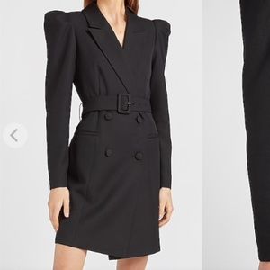 Puff Sleeve Belted Blazer Dress